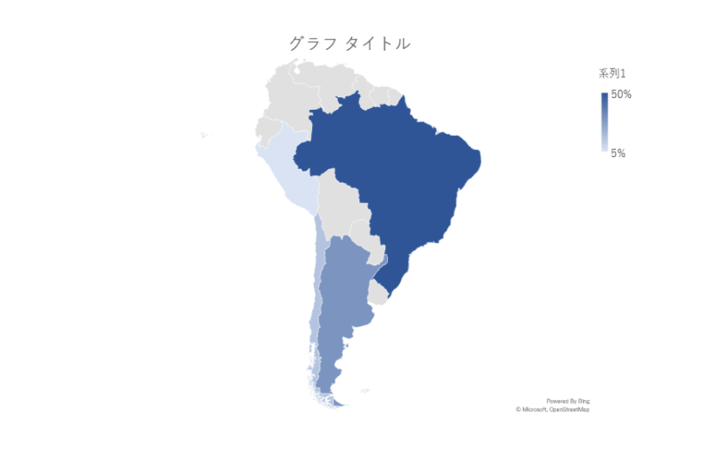 アジアや南米など特定の地域のみに塗り分けマップを拡大する方法