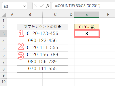 COUNTIF関数で特定の文字列の数をカウントする方法